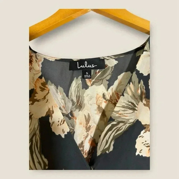 Lulus Women's Floral Print Romper Blue Small Long Sleeve Casual - Picture 4 of 6